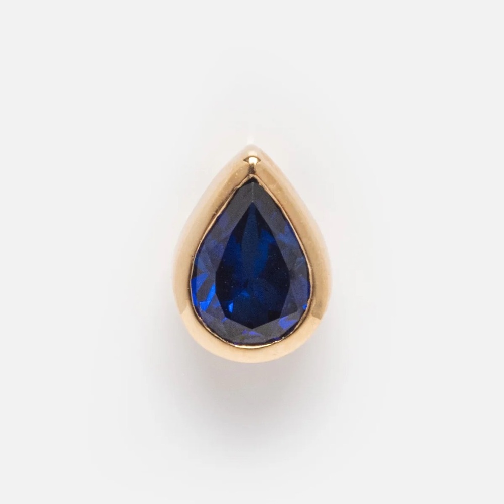 Local Eclectic Pear Sapphire Slider Charm 9k solid gold September birthstone